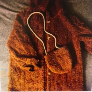 Cozy Orange Fuzzy Coat with Matching Bag